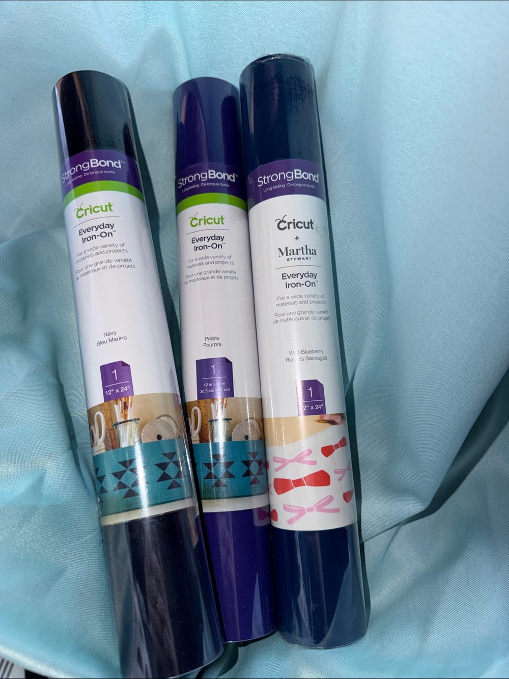 NEW -Cricut Everyday Iron-On Vinyl Rolls — Navy & Purple (3 rolls)
